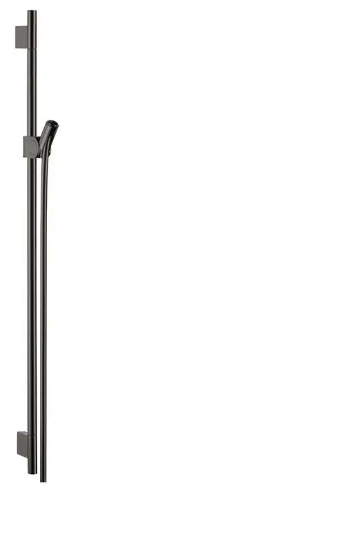 AXOR Brausestange in Polished Black Chrome, vertikal montiert, mit Brauseschlauch. Schlichtes Design für moderne Badezimmeranwendungen.